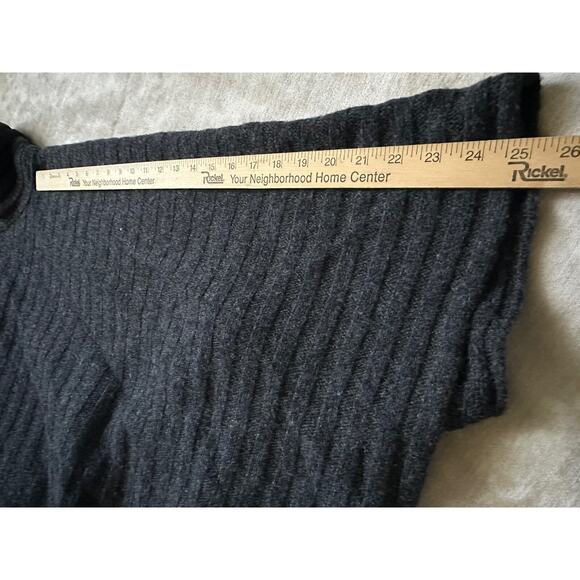 ALEXANDRA BARTLETT 100% Wool Turtleneck Sweater Poncho Top Dark Gray Charcoal - Picture 4 of 16